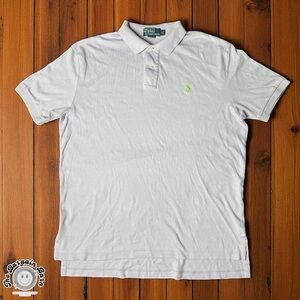 Preppy VTG Y2K Polo Ralph Lauren Mesh Polo Shirt Lavender Neon Green Pony (Lg)